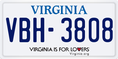 VA license plate VBH3808