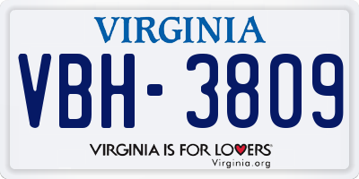 VA license plate VBH3809