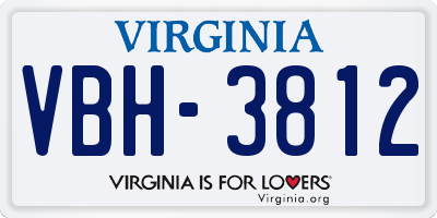 VA license plate VBH3812