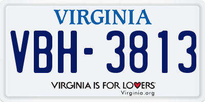 VA license plate VBH3813