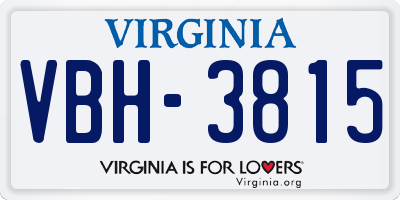 VA license plate VBH3815