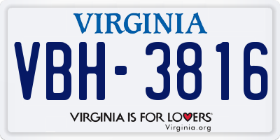 VA license plate VBH3816