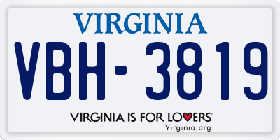 VA license plate VBH3819
