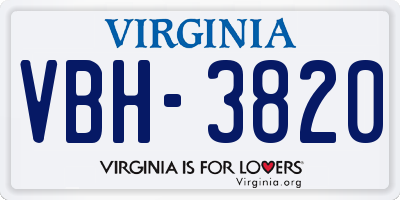 VA license plate VBH3820