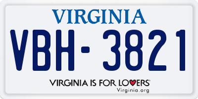 VA license plate VBH3821