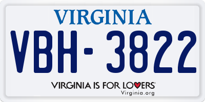 VA license plate VBH3822