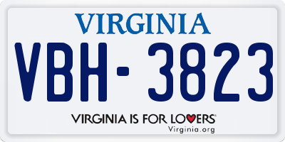 VA license plate VBH3823