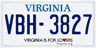 VA license plate VBH3827