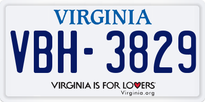 VA license plate VBH3829