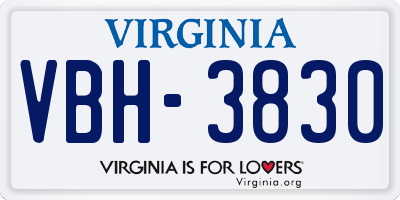 VA license plate VBH3830