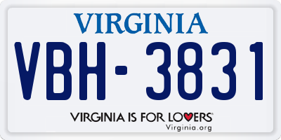 VA license plate VBH3831