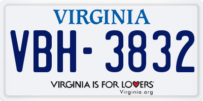 VA license plate VBH3832