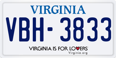 VA license plate VBH3833