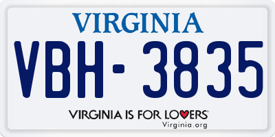 VA license plate VBH3835