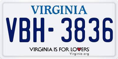 VA license plate VBH3836