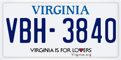 VA license plate VBH3840