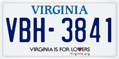VA license plate VBH3841
