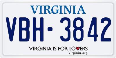 VA license plate VBH3842