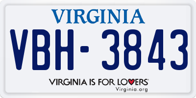 VA license plate VBH3843