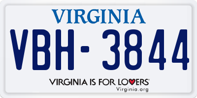 VA license plate VBH3844
