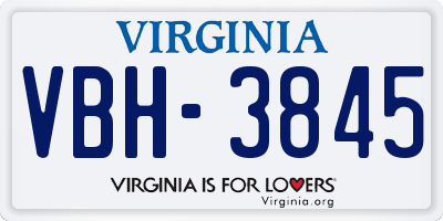 VA license plate VBH3845