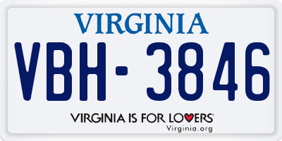 VA license plate VBH3846
