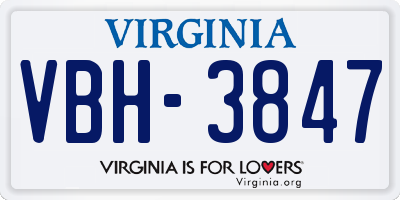 VA license plate VBH3847