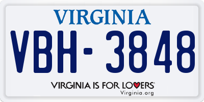 VA license plate VBH3848