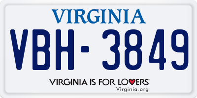 VA license plate VBH3849