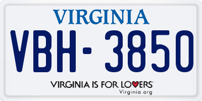 VA license plate VBH3850