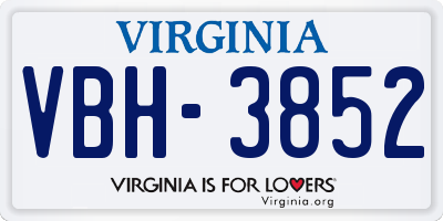 VA license plate VBH3852