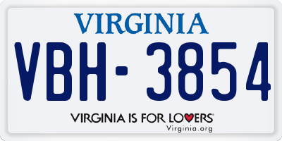VA license plate VBH3854