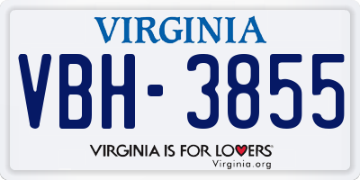 VA license plate VBH3855