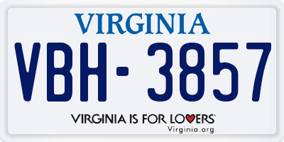 VA license plate VBH3857