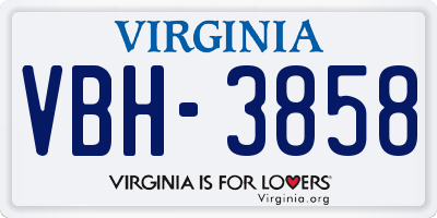 VA license plate VBH3858
