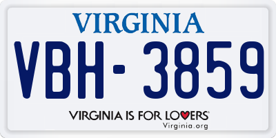VA license plate VBH3859