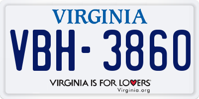 VA license plate VBH3860