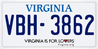 VA license plate VBH3862