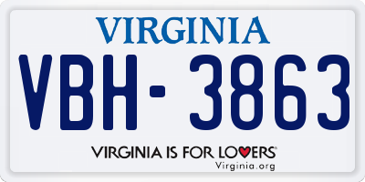 VA license plate VBH3863
