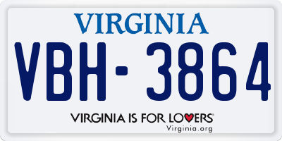 VA license plate VBH3864