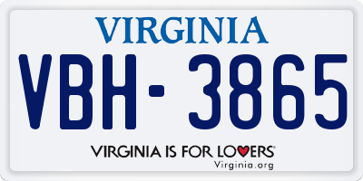 VA license plate VBH3865