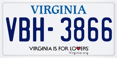 VA license plate VBH3866
