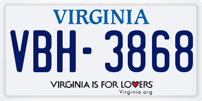 VA license plate VBH3868