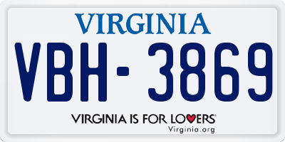 VA license plate VBH3869