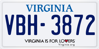VA license plate VBH3872