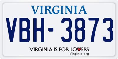 VA license plate VBH3873