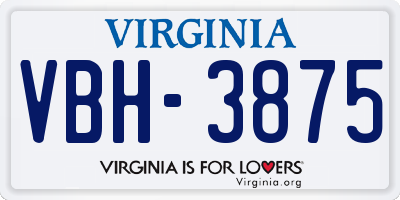 VA license plate VBH3875