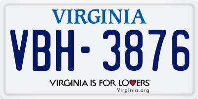 VA license plate VBH3876