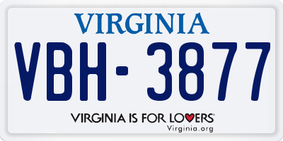 VA license plate VBH3877