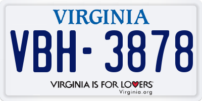 VA license plate VBH3878